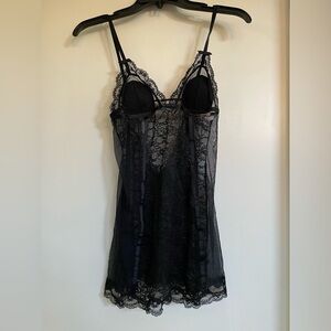 Vintage 00s y2k Victoria’s Secret black lace slip negligee S